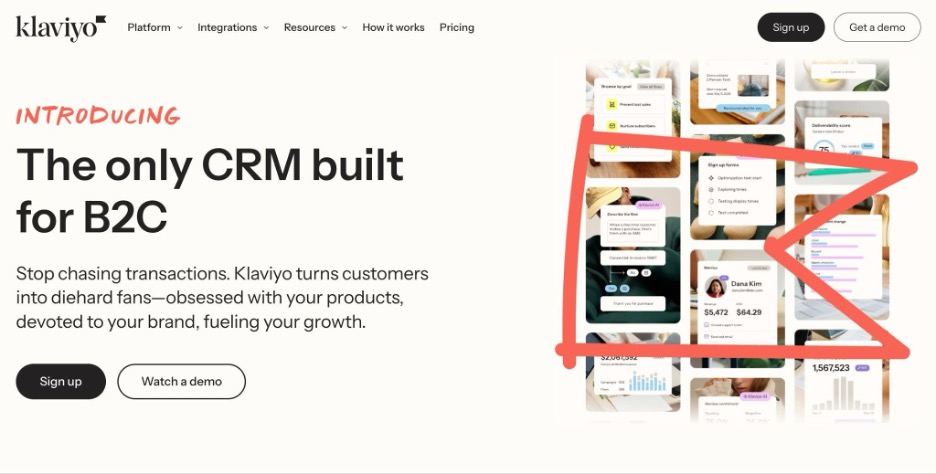 This is an image showing the Klaviyo landing page