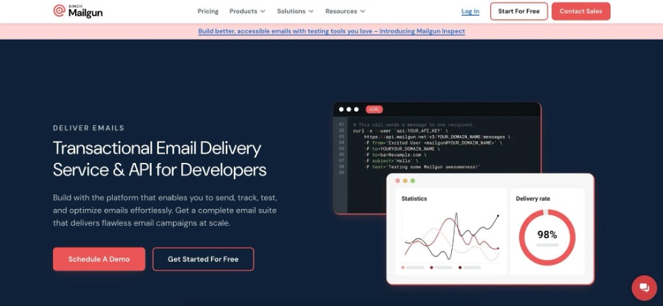 This is an image showing Mailgun's landing page