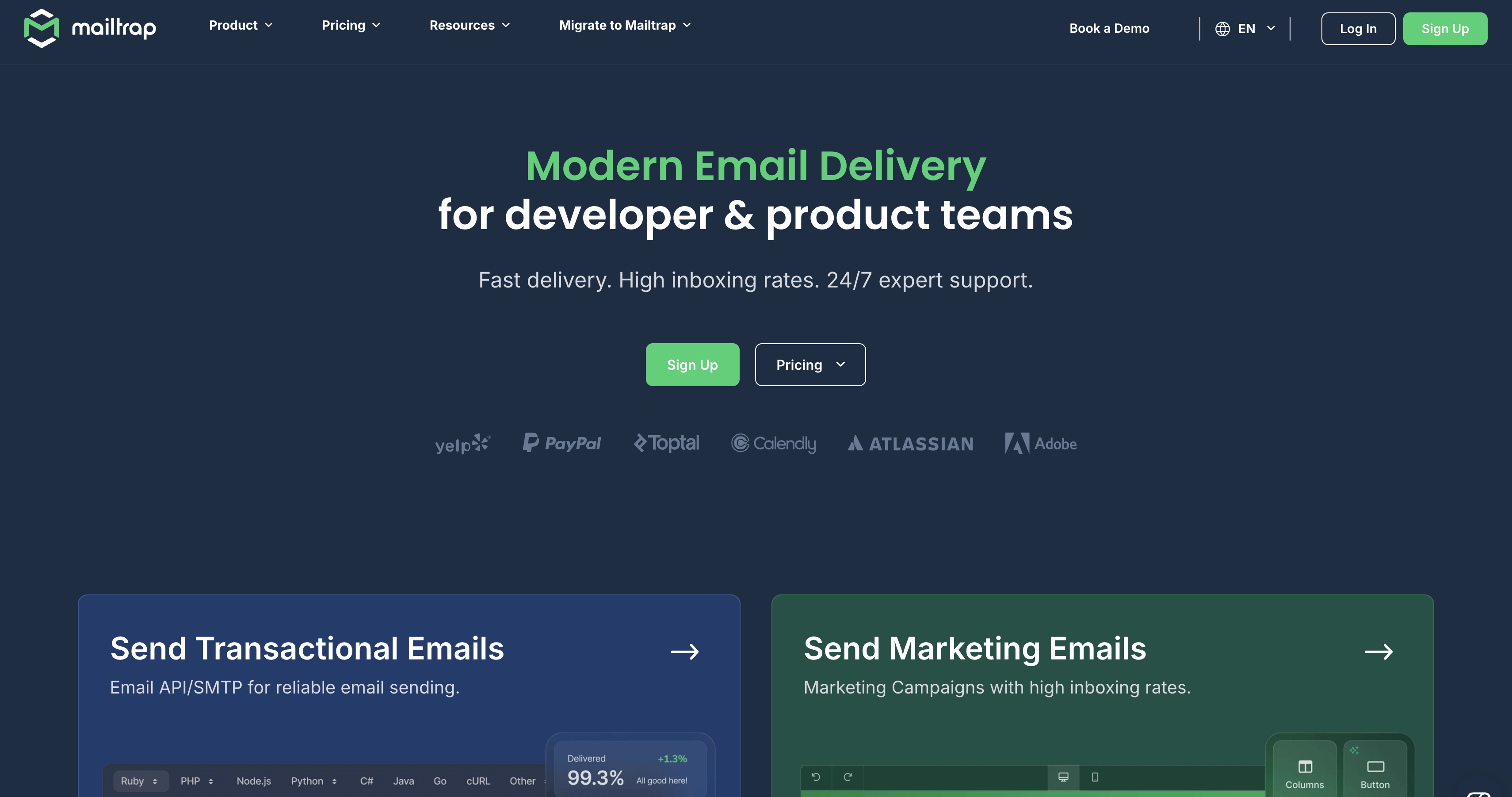 Mailtrap Email Delivery Platform an email service provider for product teams with focus on high email deliverability