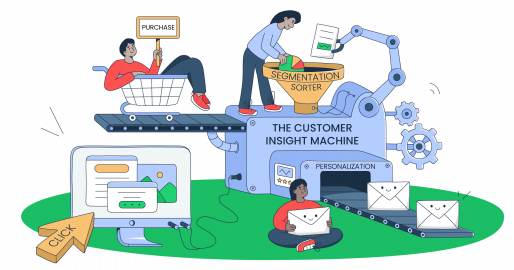 This is a symbolic graphic representation of data-driven email marketing for an article that covers the topic in detail