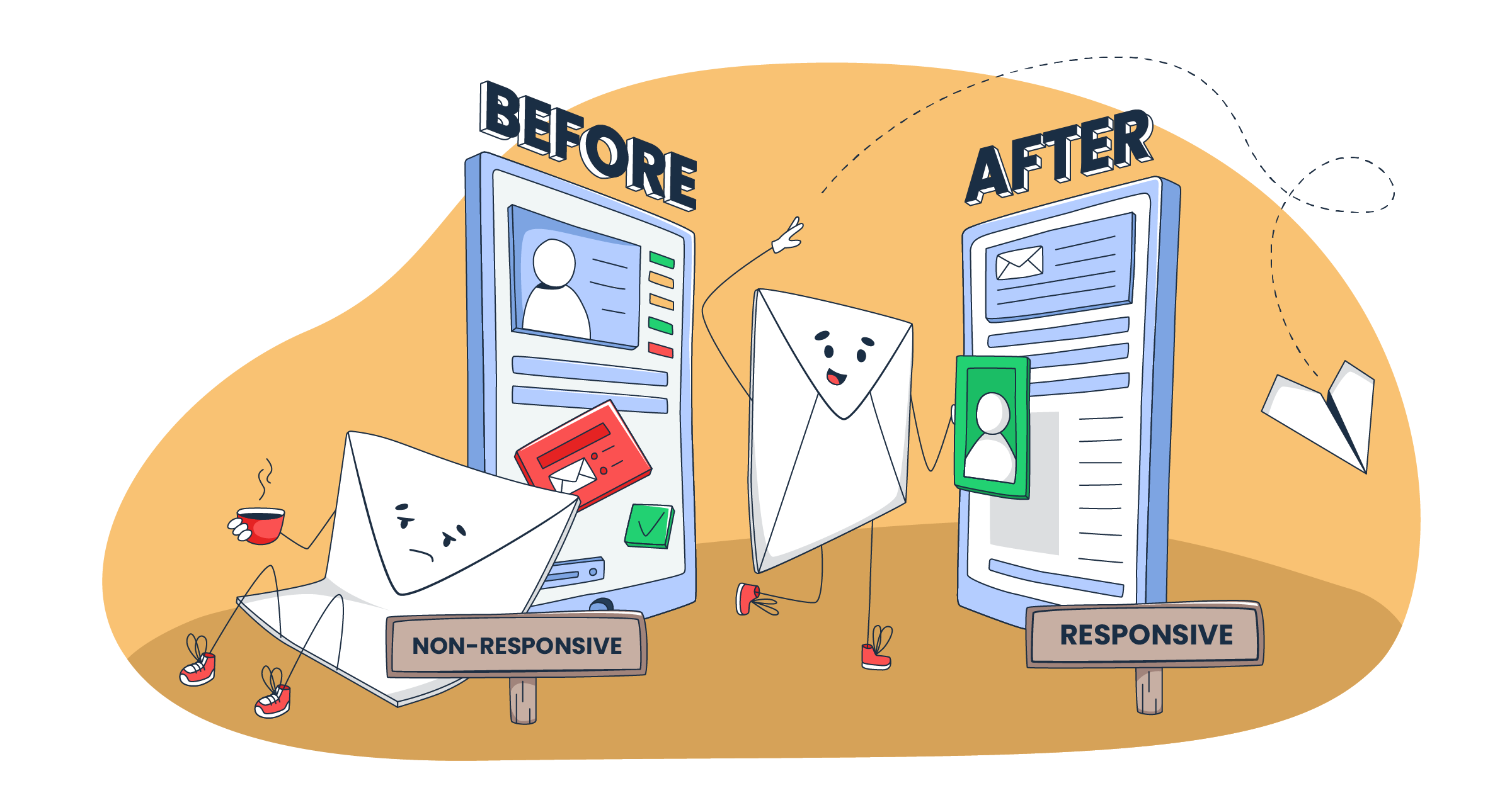 This graphic is a symbolic representation of responsive email templates for an article that covers the topic in detail.