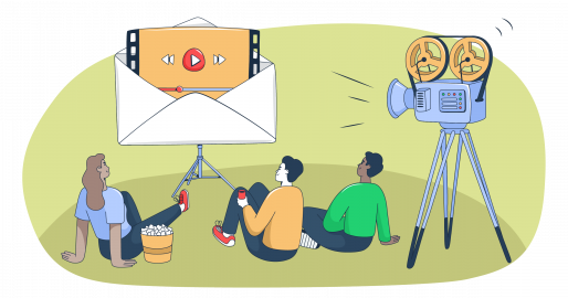 This is a symbolic graphic representation of videos in emails for an article that covers the topic in detail.