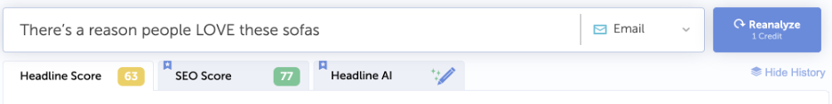 This is an image showing the Headline Analyzer by CoSchedule tabs