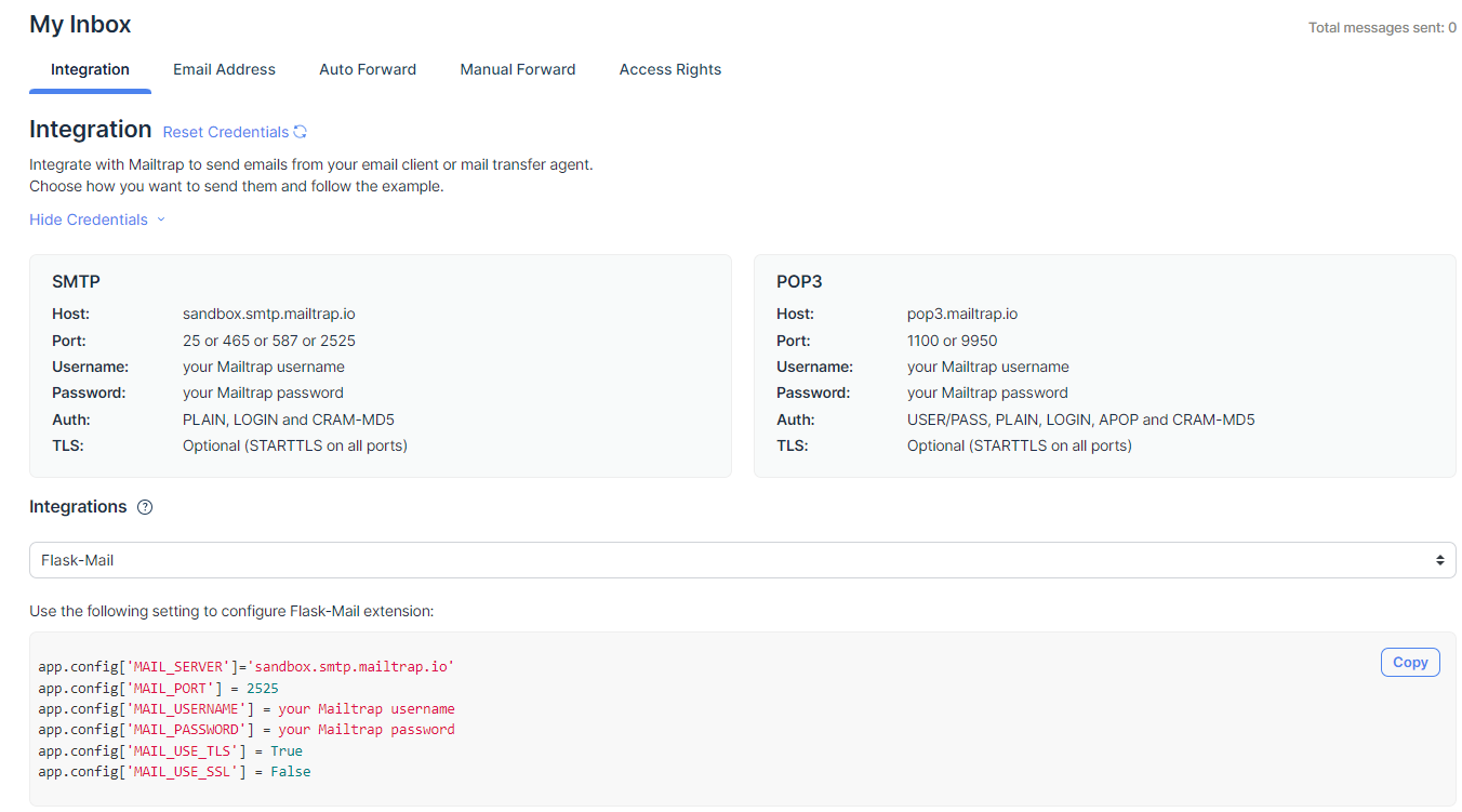 This is an image of Mailtrap Email Testing Integration page.