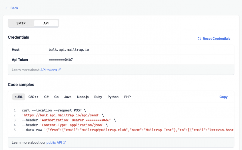 BulkストリームのAPI認証情報