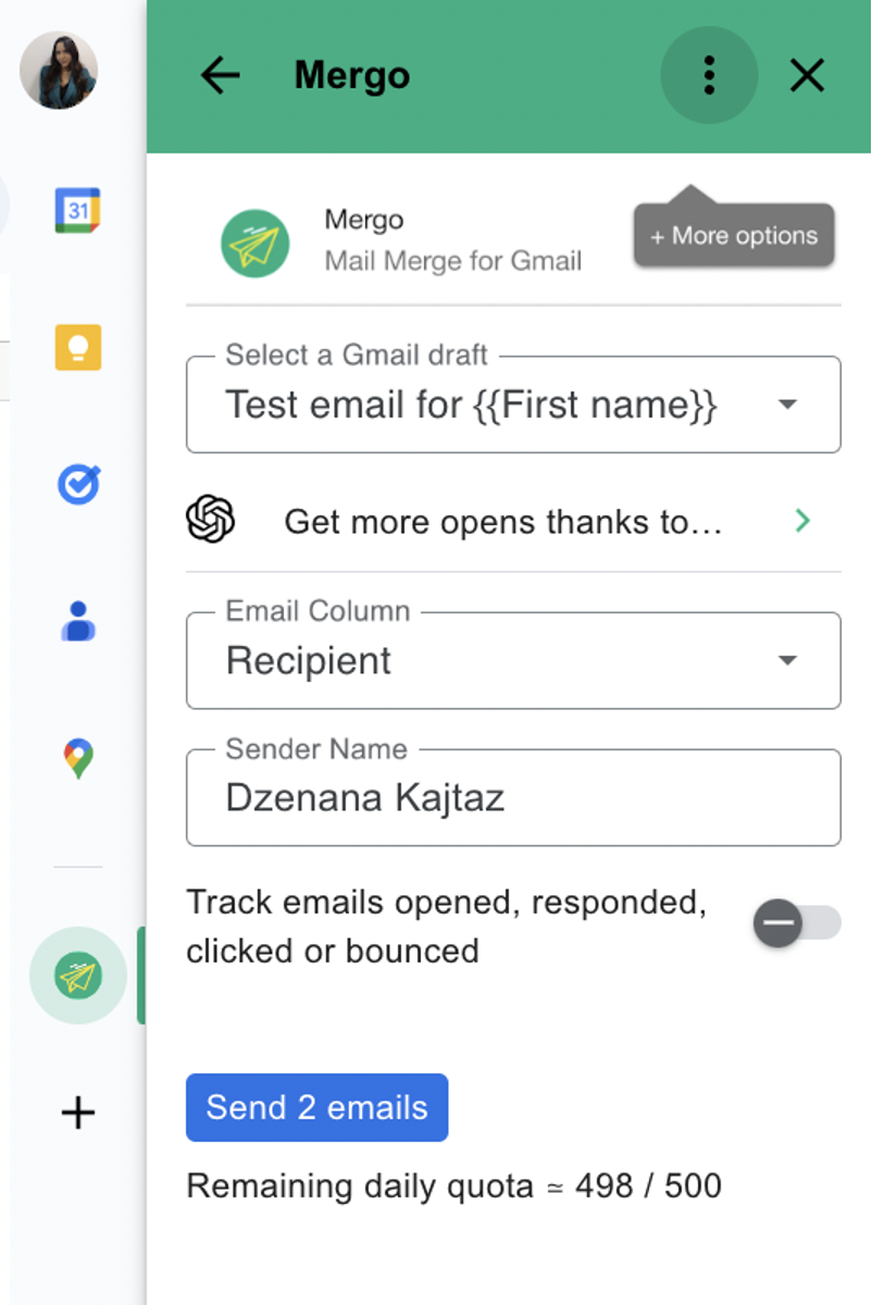 Mail Merge for Gmail plug