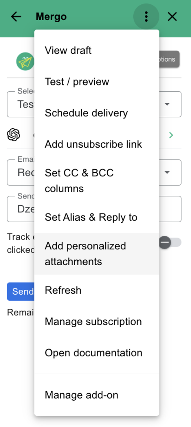 Mail Merge for Gmail plug