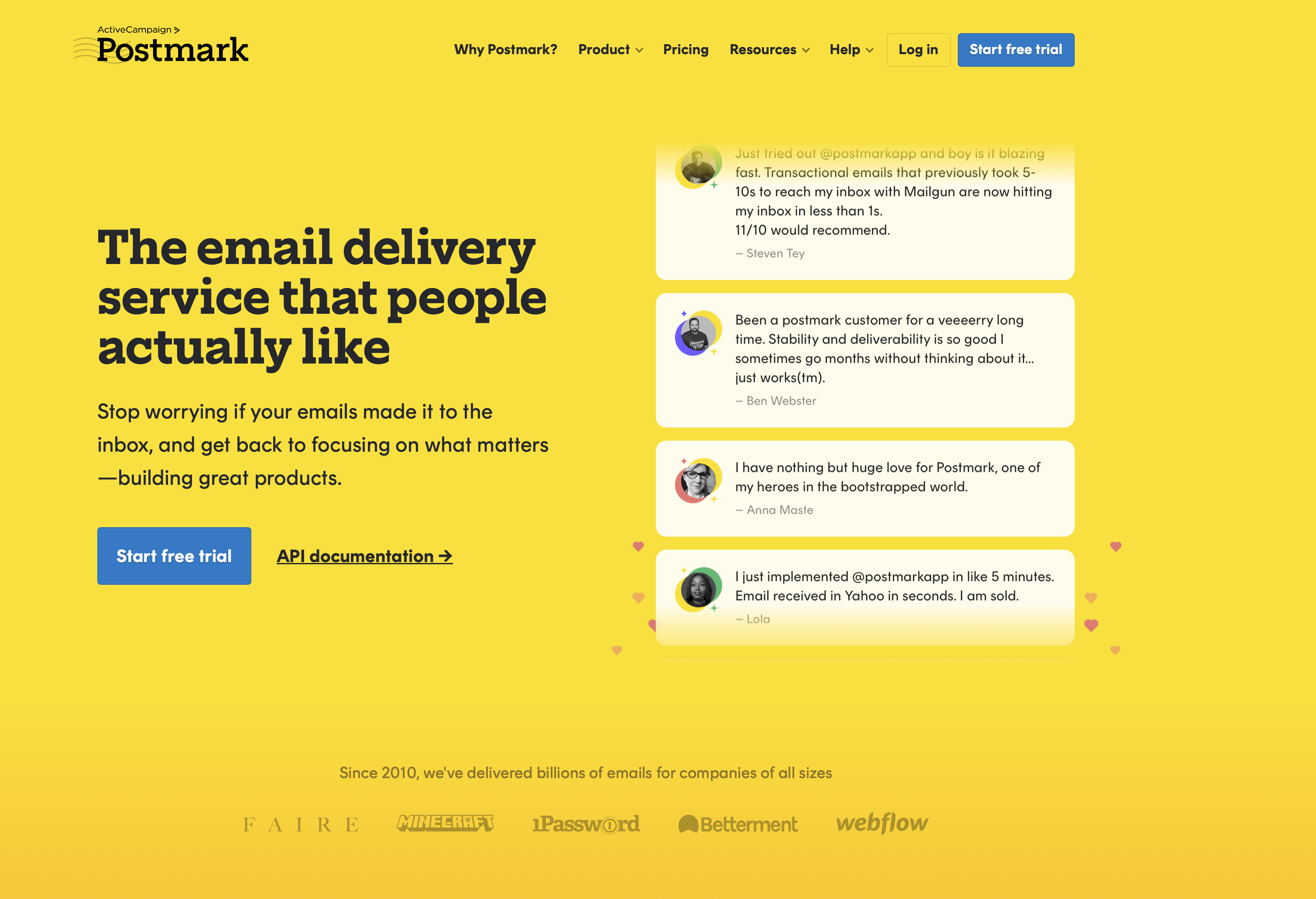 Postmark homepage 
