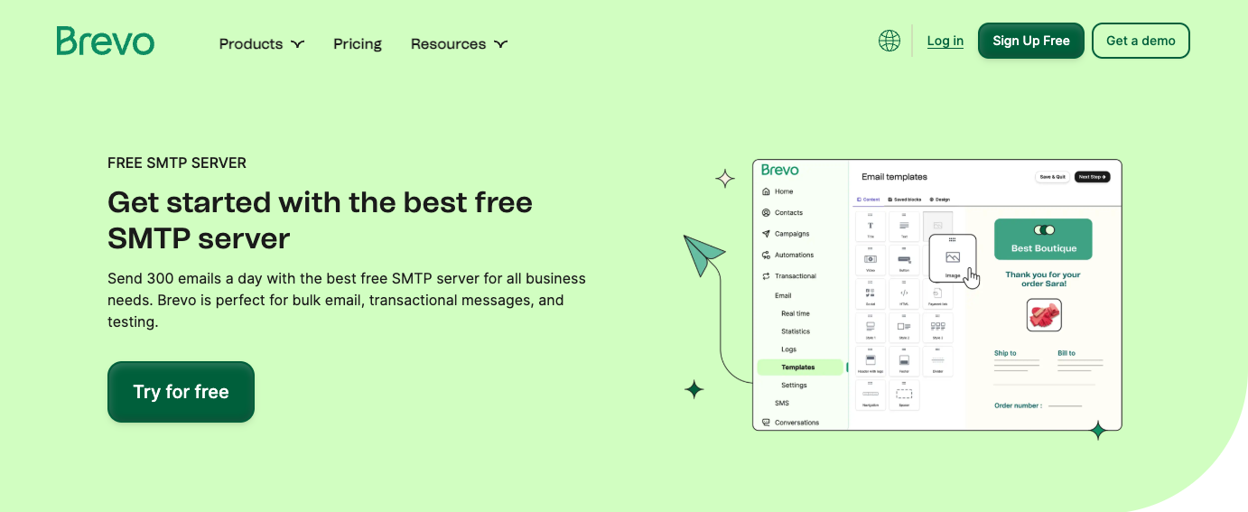 Brevo Free SMTP Server banner
