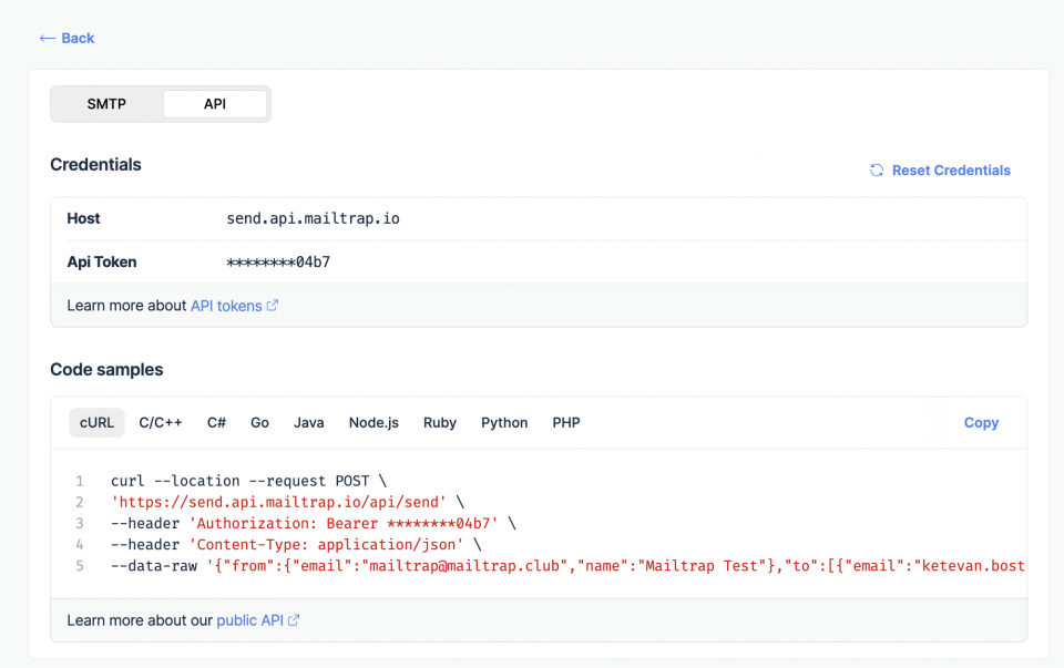 TransactionalストリームのAPI認証情報