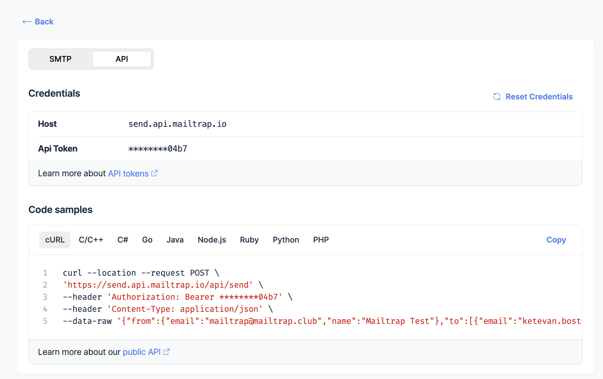 Transactional Stream API credentials
